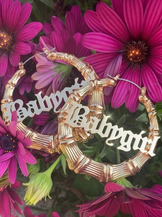 Jewelry - Old English Font Word 9cm elegant Large Bamboo Earrings